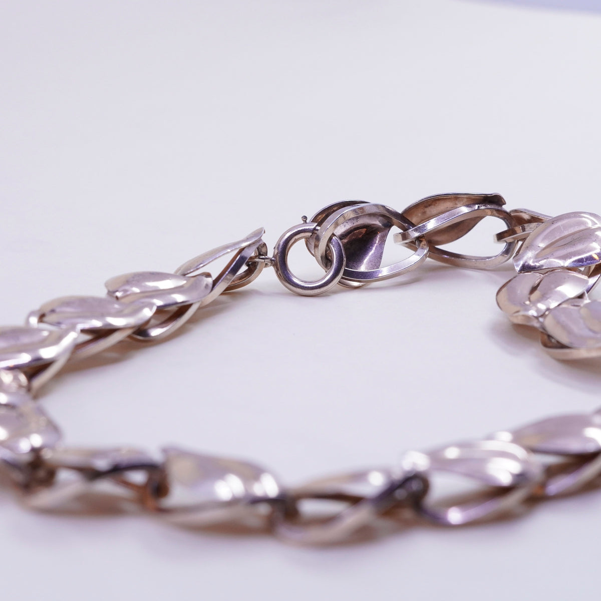 16”, 1950s Napier rose gold over sterling silver necklace, 925 leaf link chain