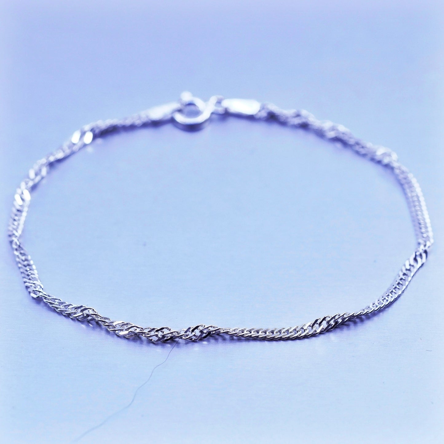 7.25”, Vintage Italy Sterling 925 silver handmade bracelet, twisted curb chain