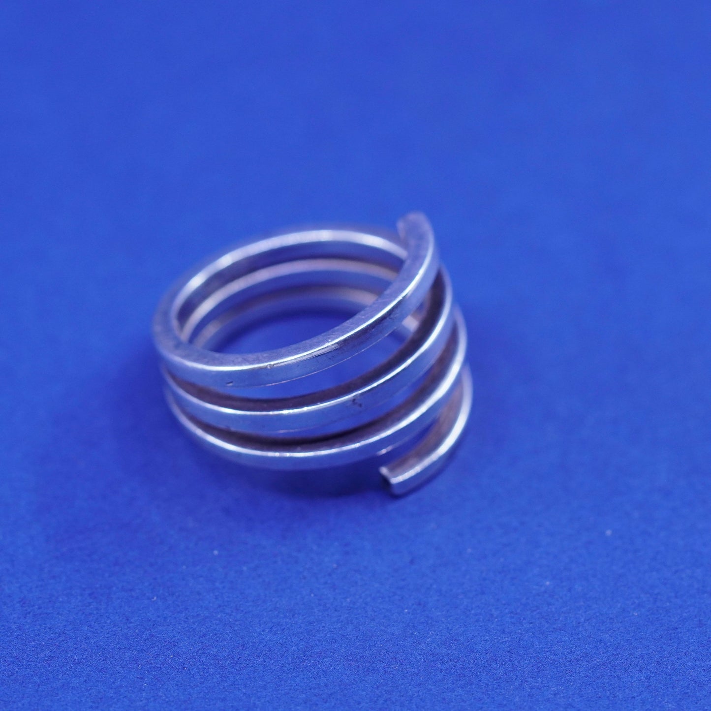 Size 7.25, Italy Sterling silver handmade wrapped ring, 925 statement band