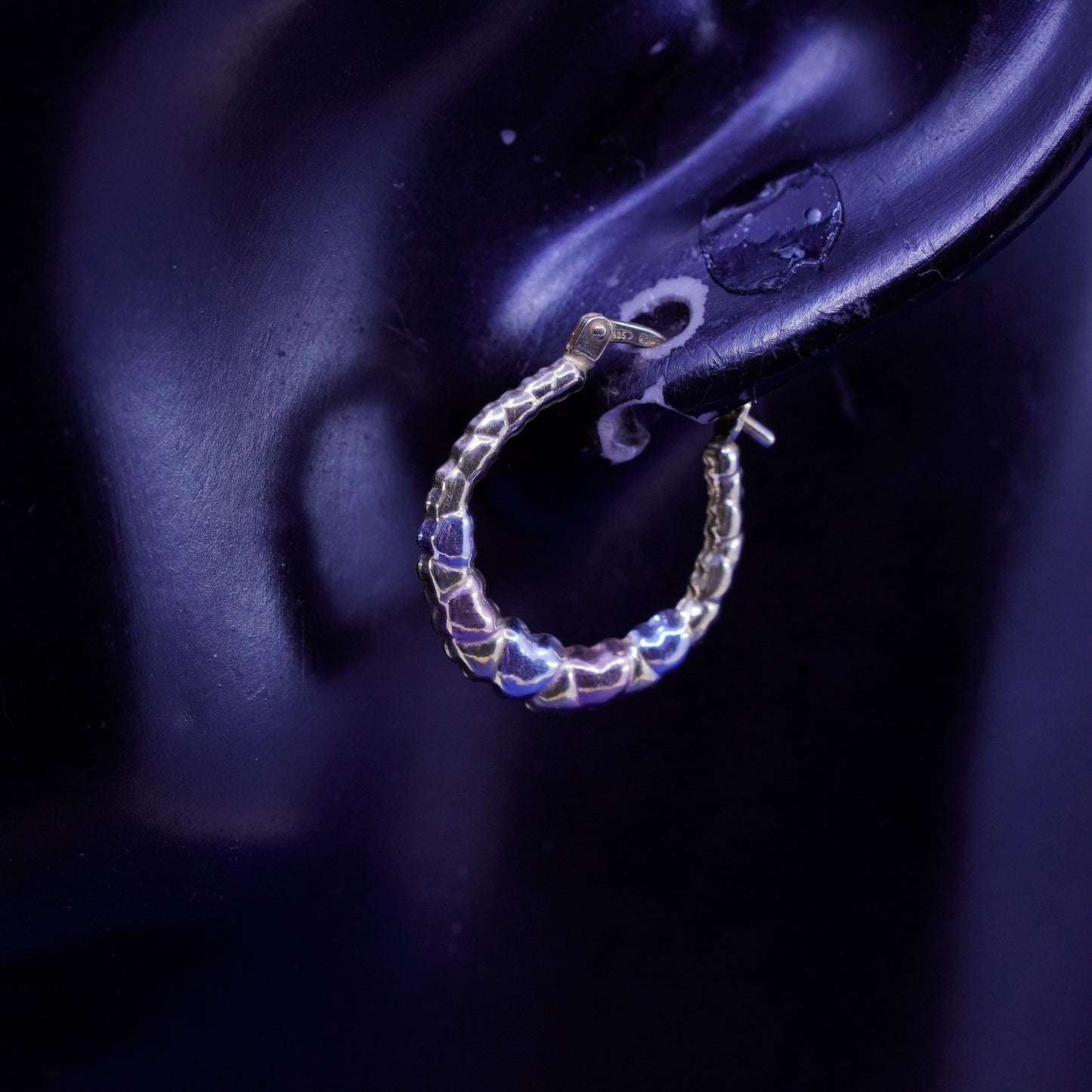 0.75”, vintage Jordan vermeil gold Sterling 925 silver handmade hoop earrings