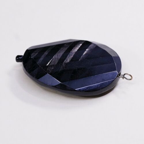 Black Checker Cut Stone Pendant