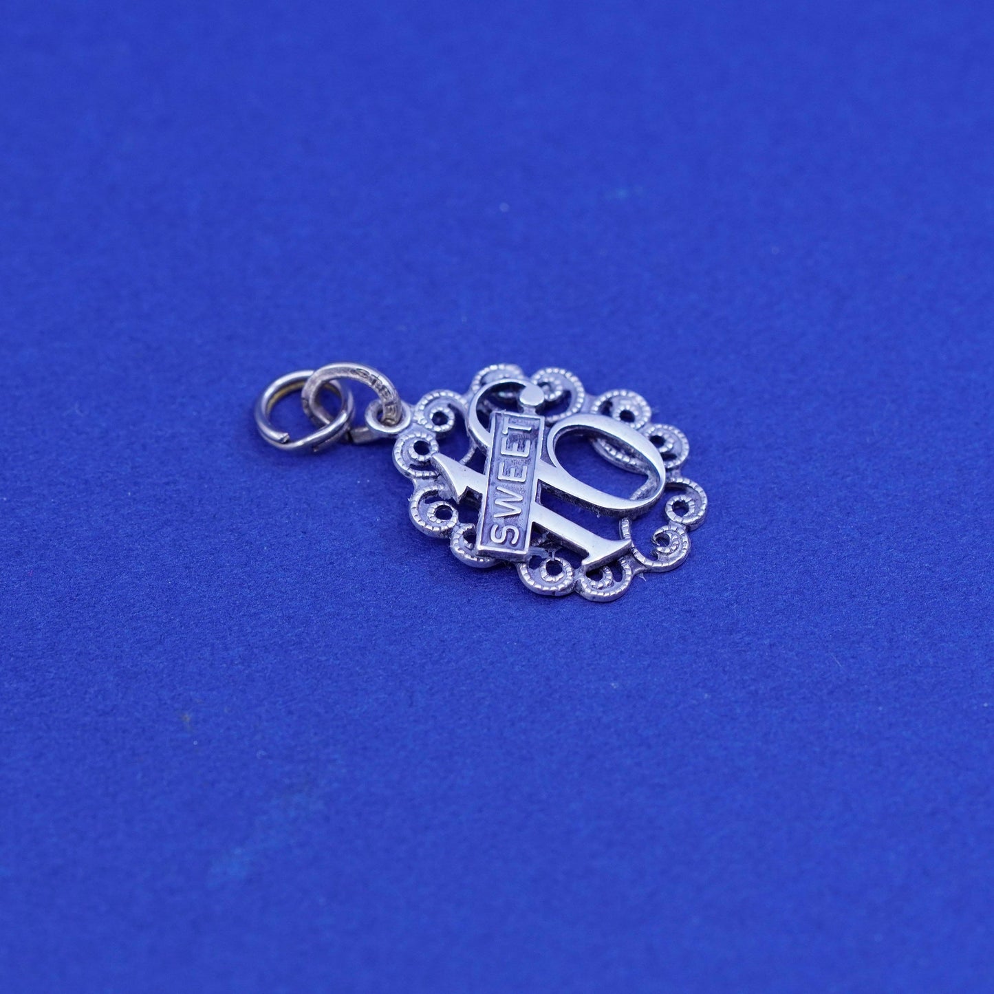 Beau Sterling silver handmade “sweet 16” filigree pendant, 925 tag charm