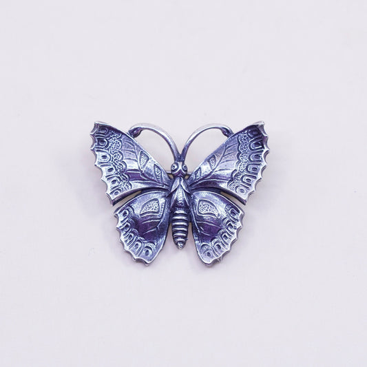 vintage Cini Sterling silver handmade brooch, 925 butterfly pin