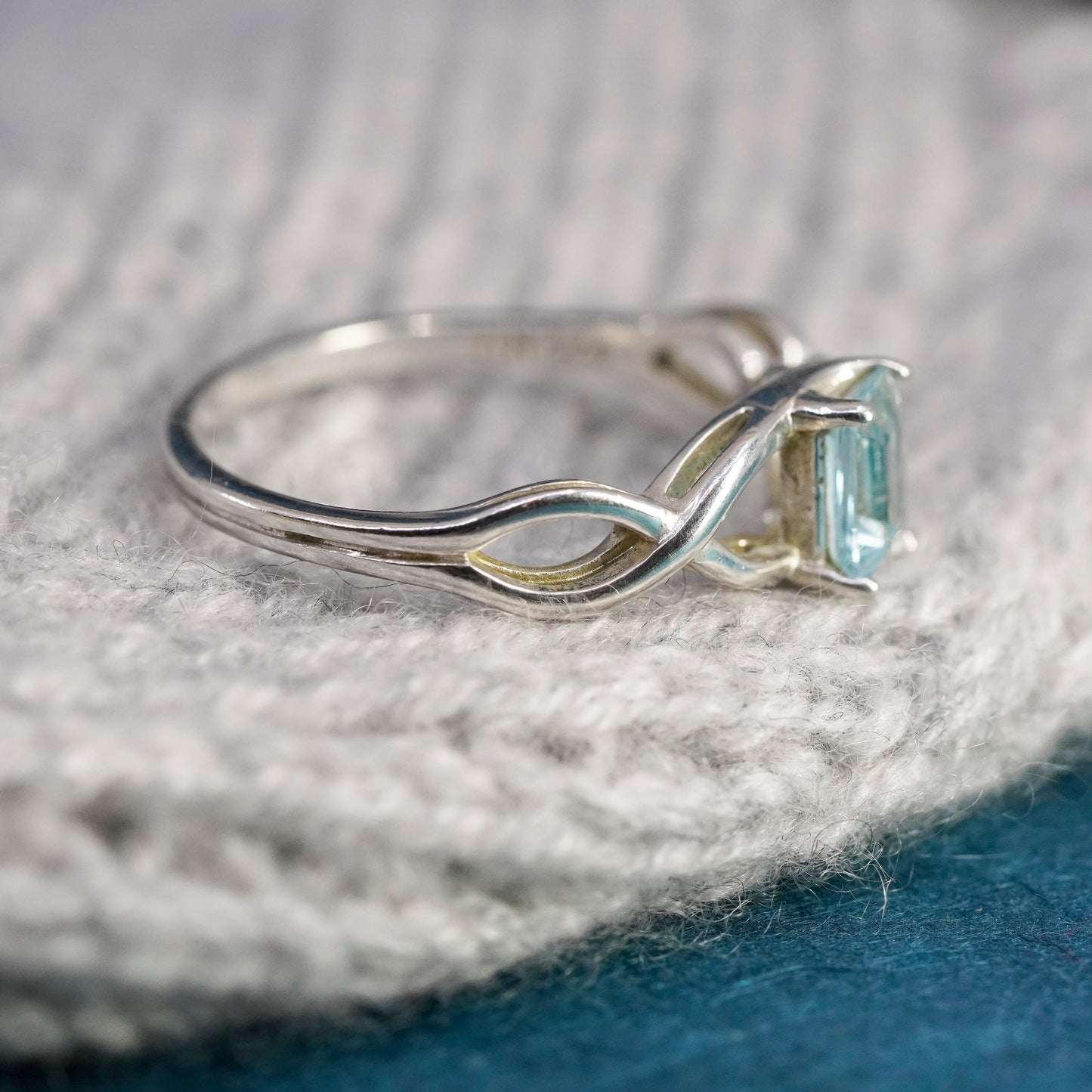 Size 11.25, vintage Sterling silver handmade ring, 925 stackable ring w/ topaz