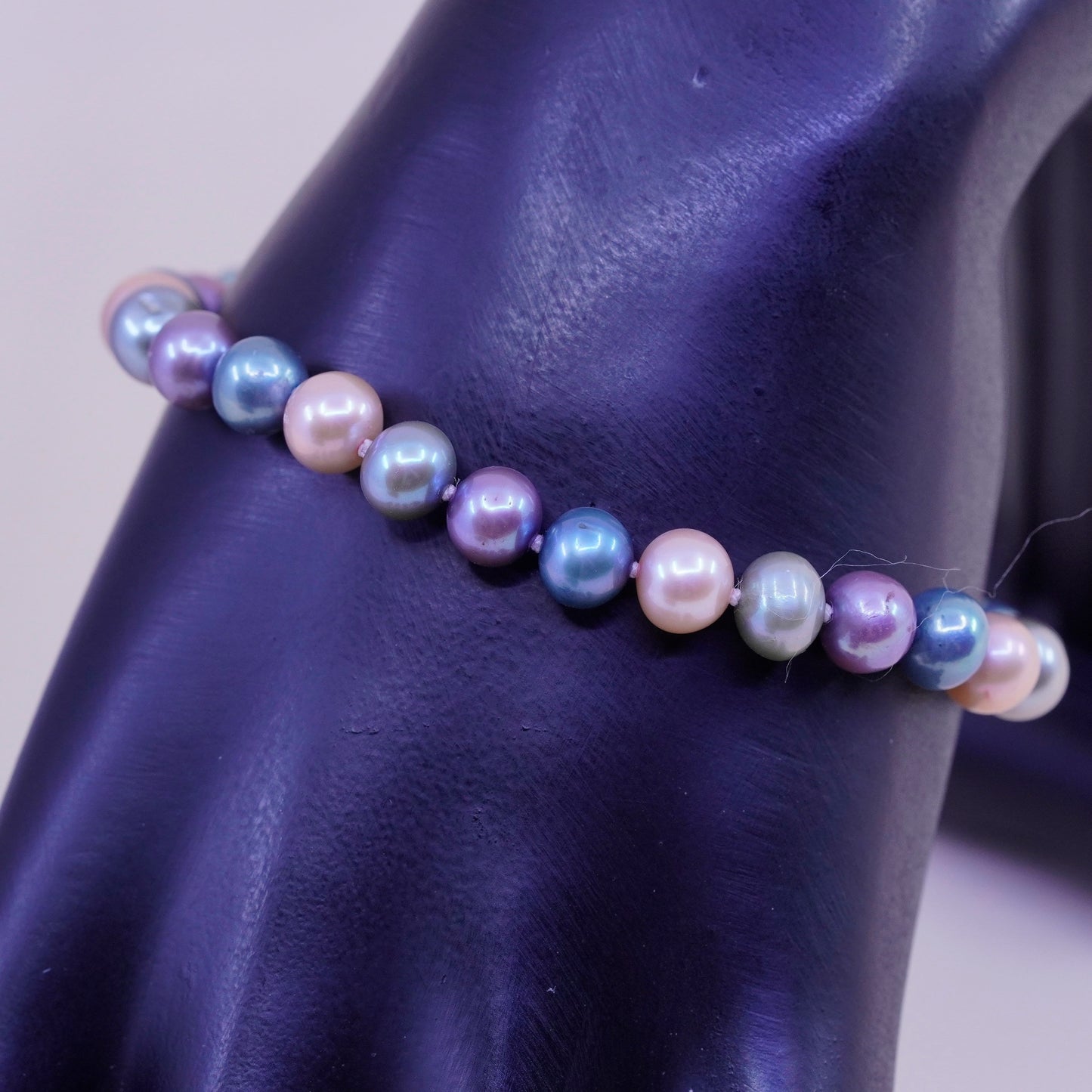 6.75, Vintage handmade bracelet, freshwater pearl with 925 silver clasp