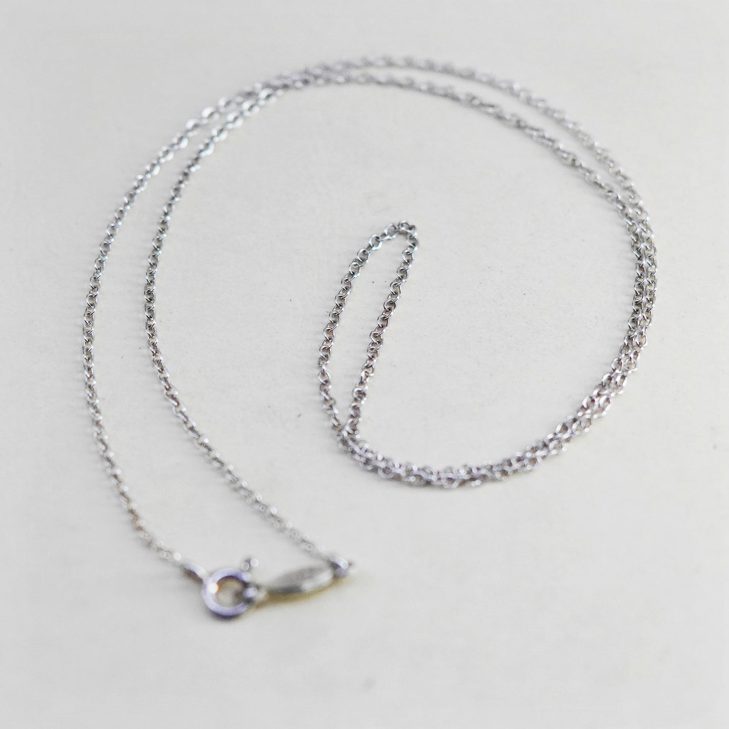 15” 1mm, Vintage Italian sterling 925 silver circle chain, necklace