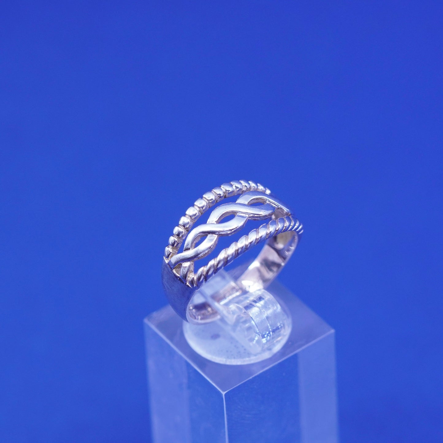 Size 8.25, Sterling silver ring, 925 cable band embossed “friends forever”