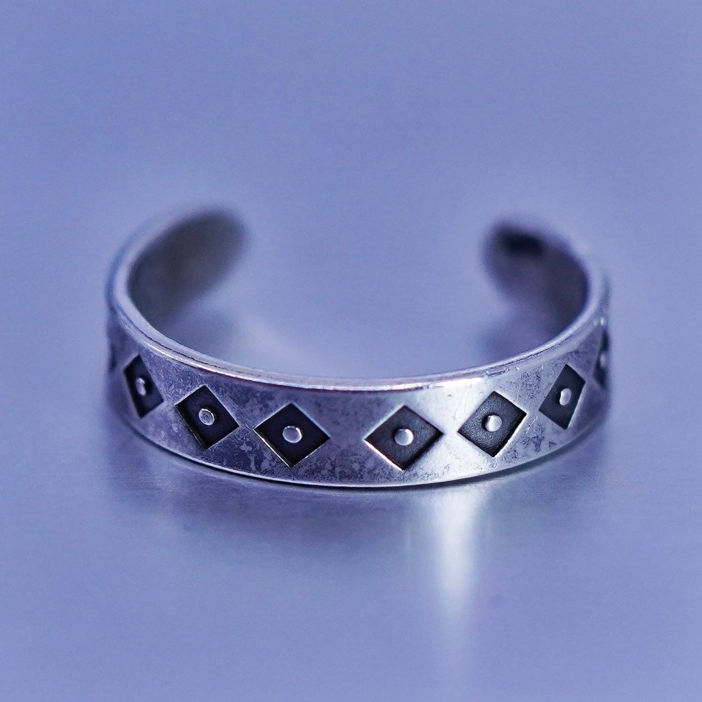 Size 5.5, southwestern Sterling 925 silver handmade ring, textured open band