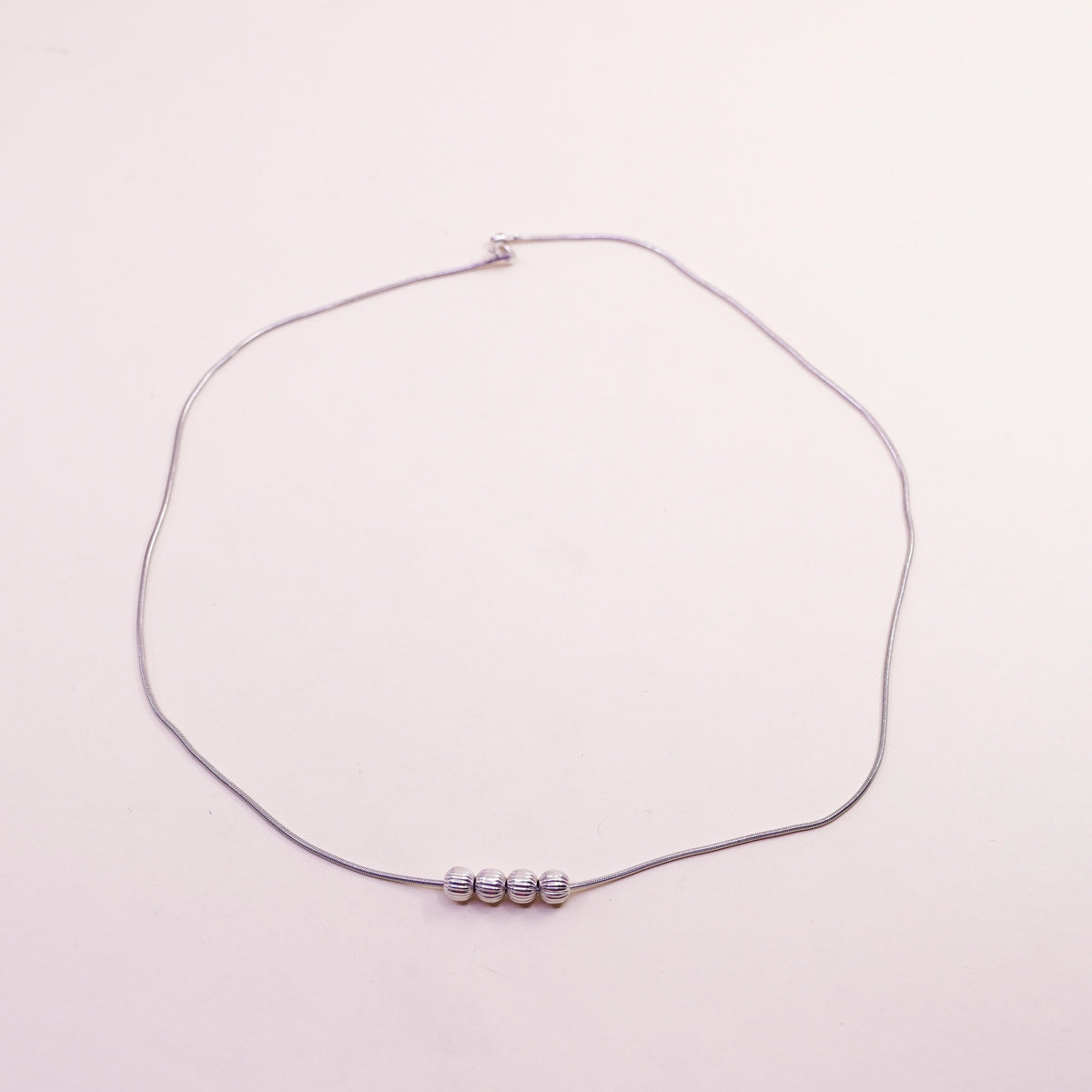 18”, 1mm, Sterling silver necklace, Italy 925 snake chain with bead pendant