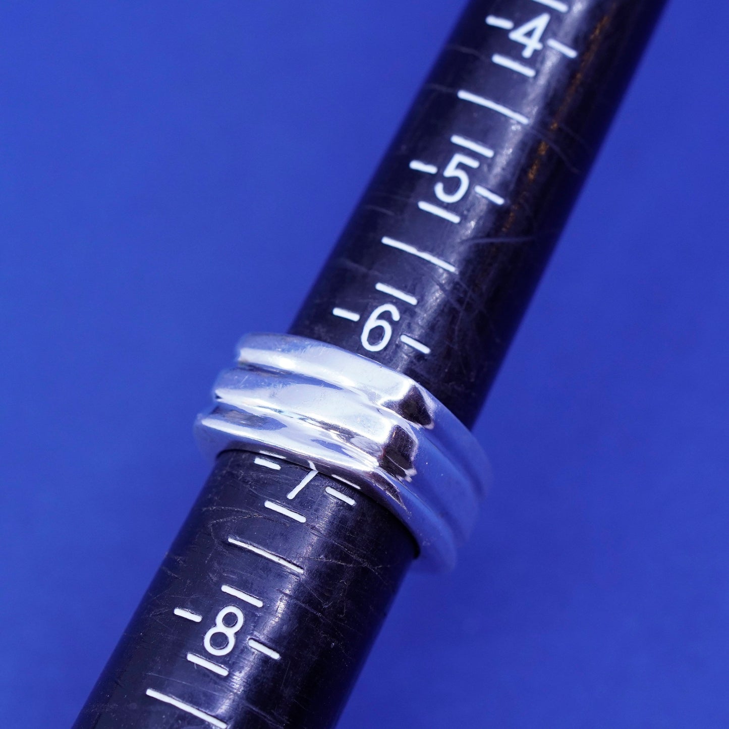 Size 6.25, Sterling silver handmade ring, Mexico square ribbed 925 men’s band