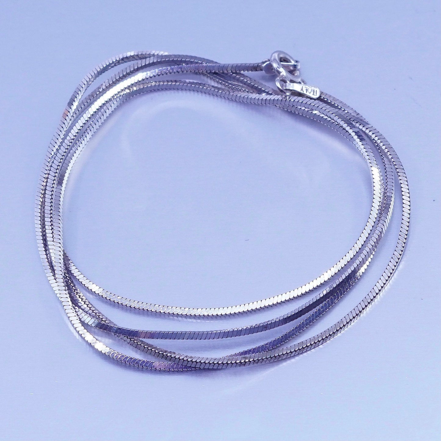 24” 1mm, vintage Italy Sterling 925 silver square snake chain necklace