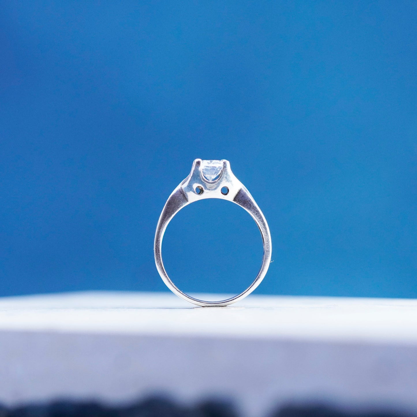 Size 9, vintage Sterling 925 silver handmade engagement ring with cz