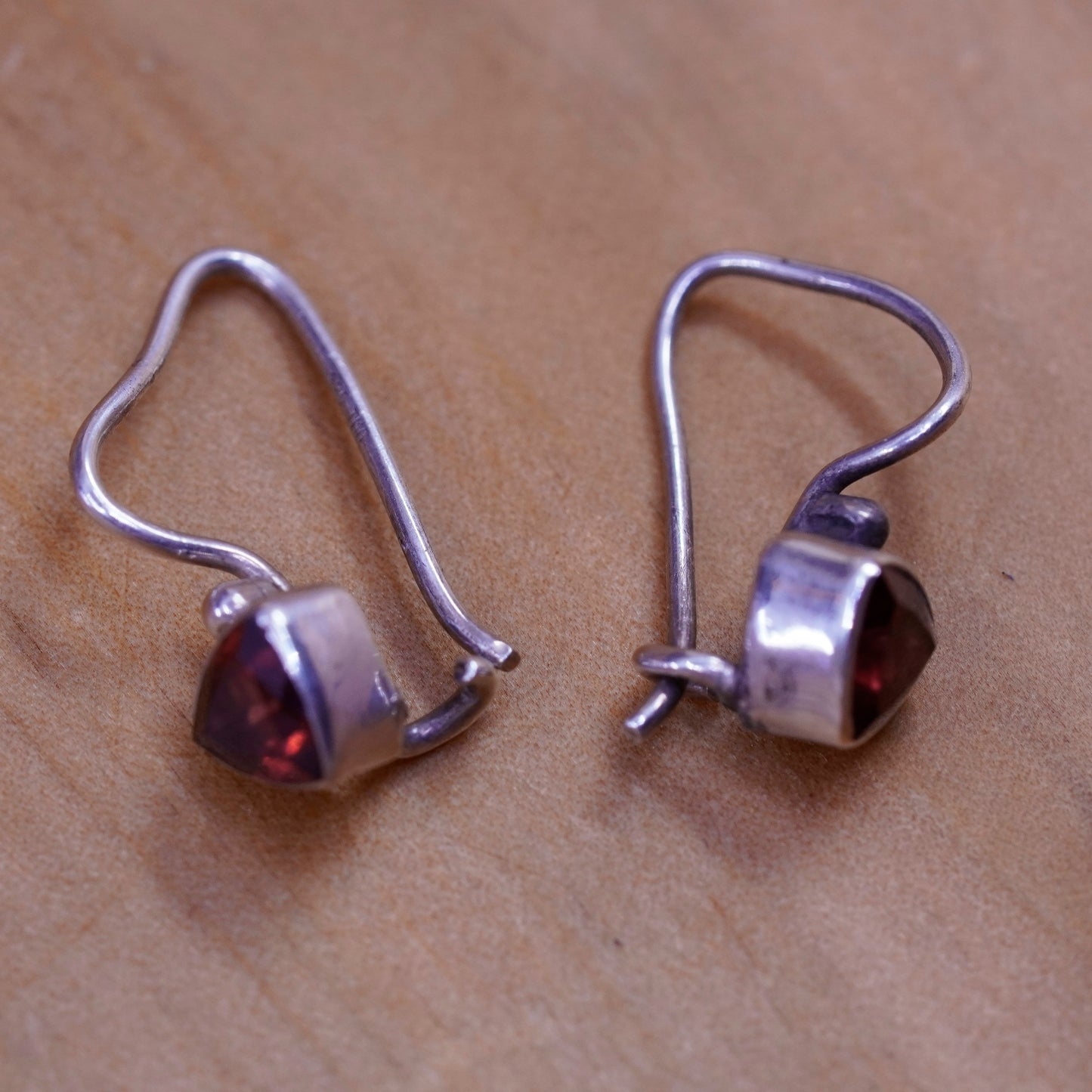 Vintage Sterling 925 silver handmade earrings with ruby