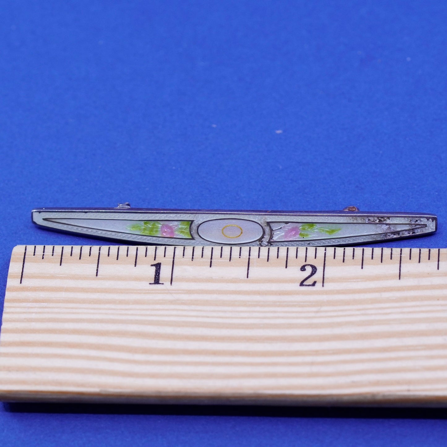 Vintage Norway sterling silver round handmade brooch, 925 enamel flower pin