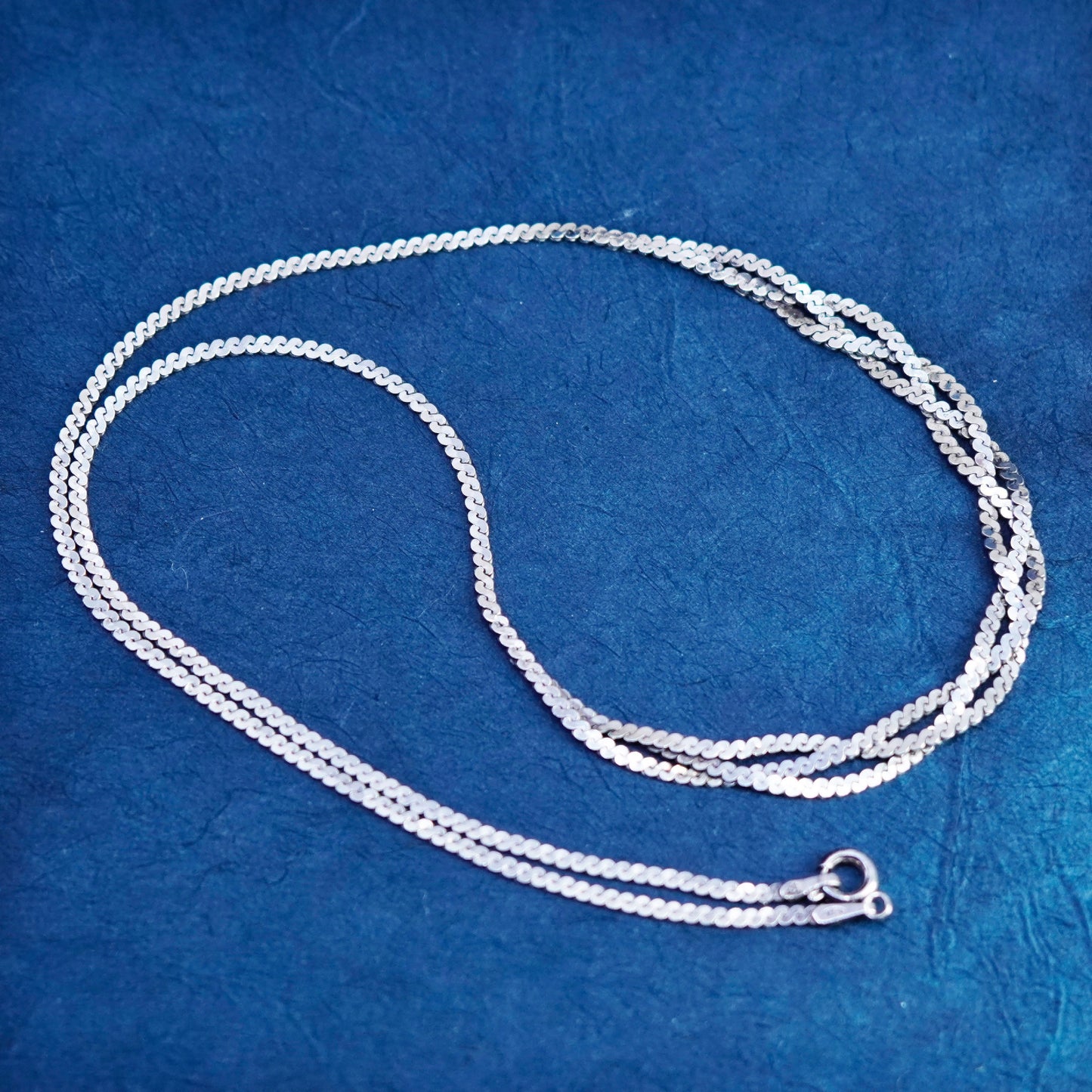 18”, 1.6mm, vintage Sterling silver handmade necklace, 925 woven s link chain