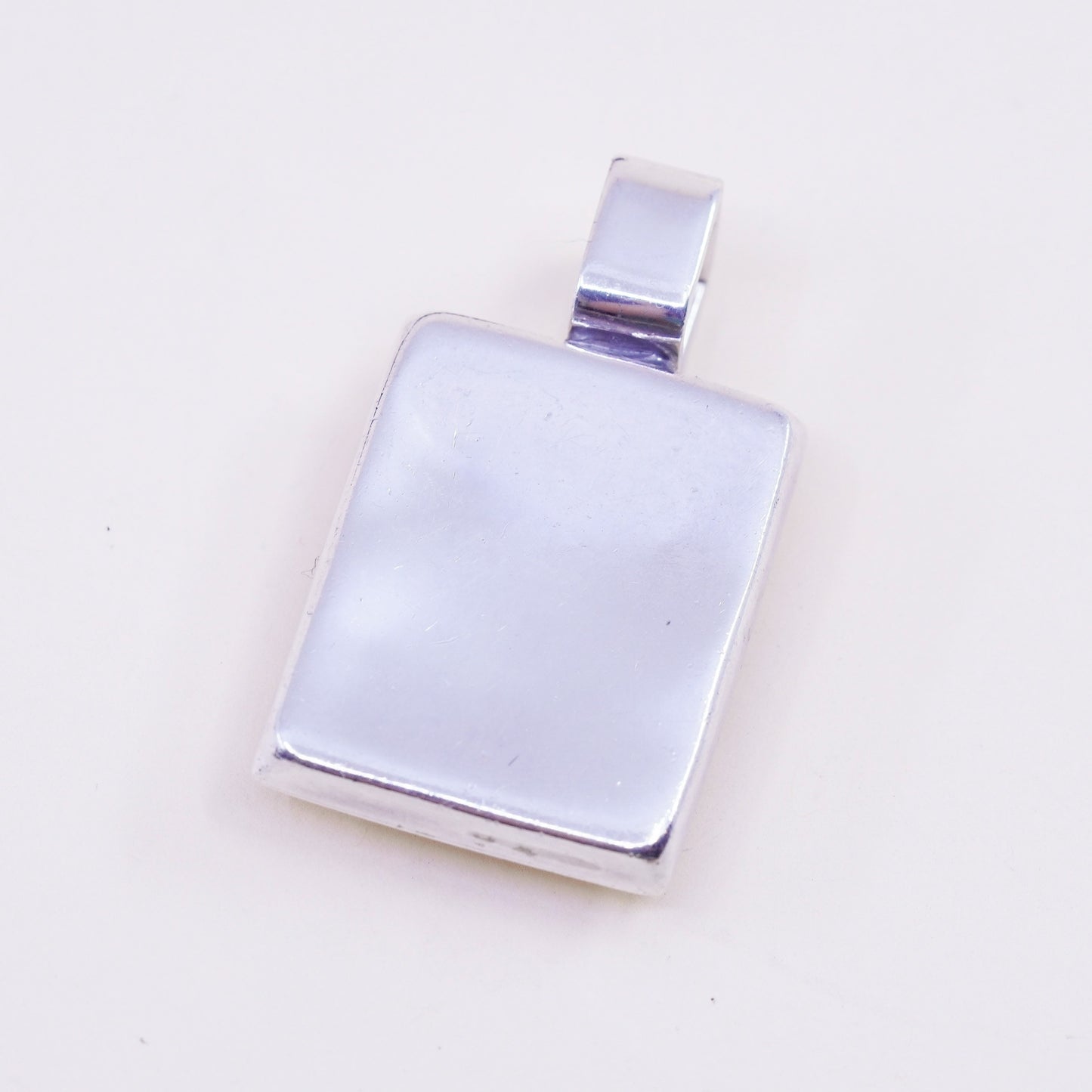 vintage handmade sterling 925 silver square pendant with oval black onyx