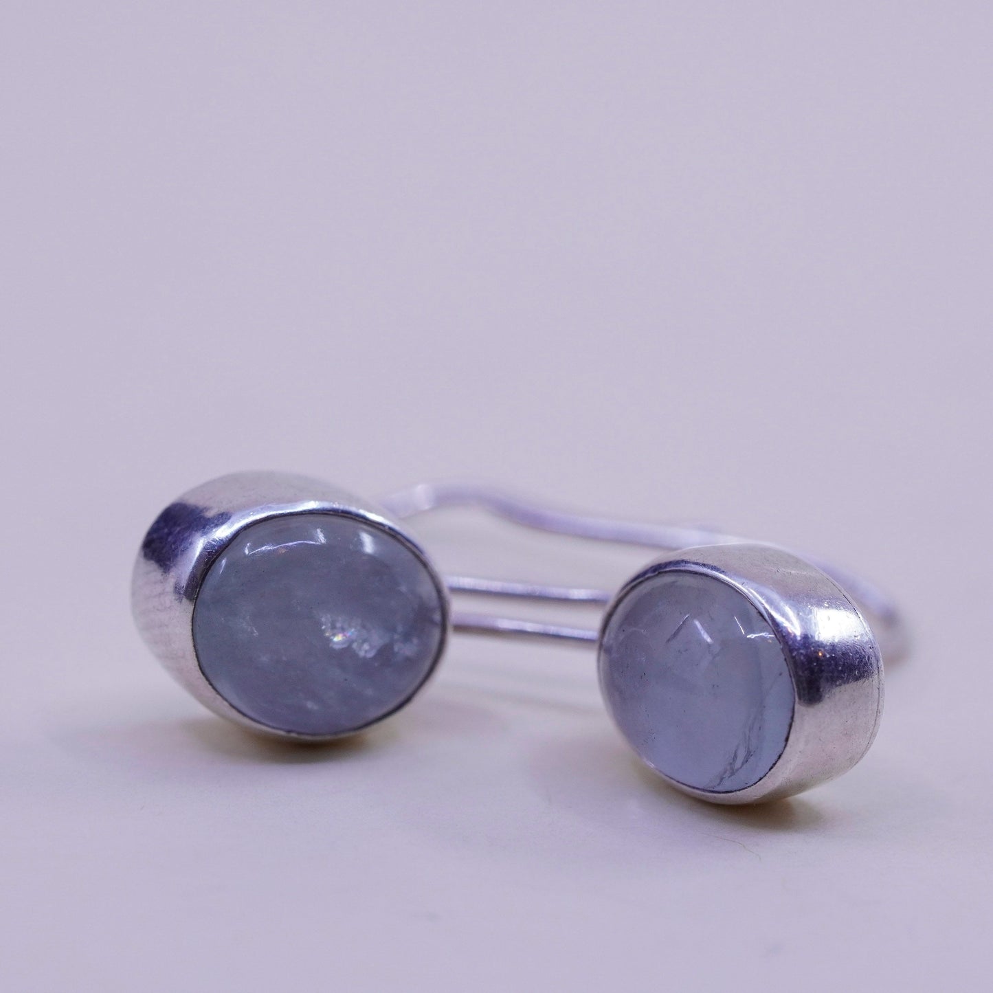 Vintage Sterling 925 silver handmade earrings with moonstone drops