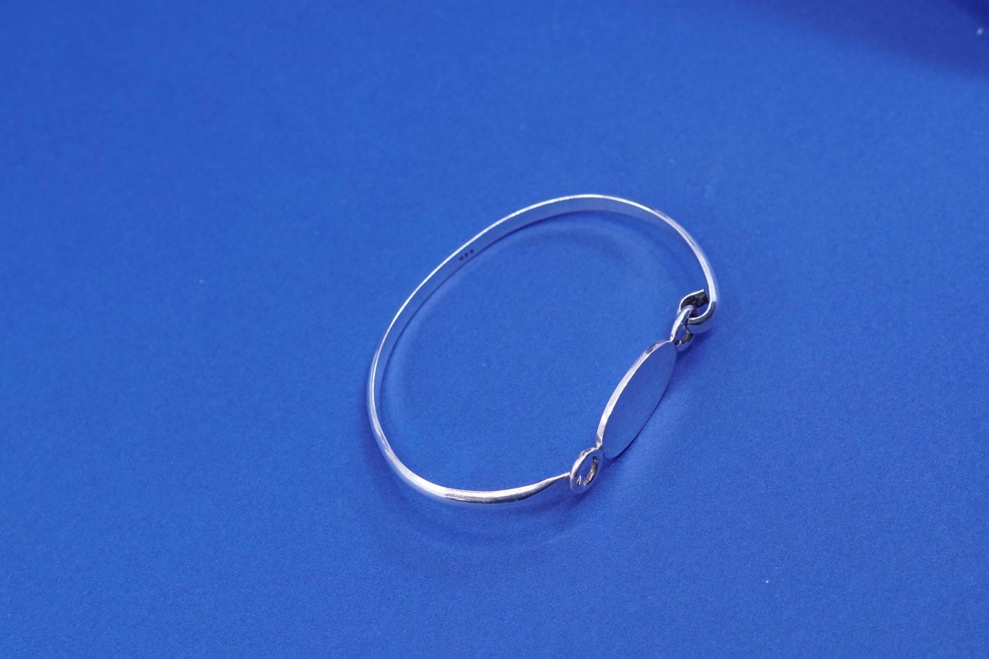 7.25”, vintage Sterling silver handmade bracelet, 925 bangle with blank disc