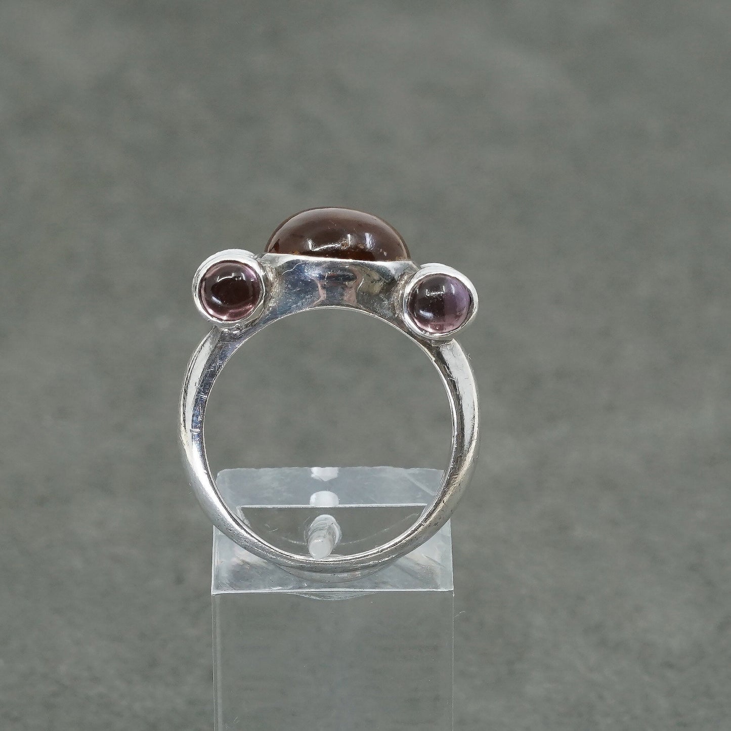 sz 8.5, Sterling silver handmade ring, 925 w/ oval citrine,