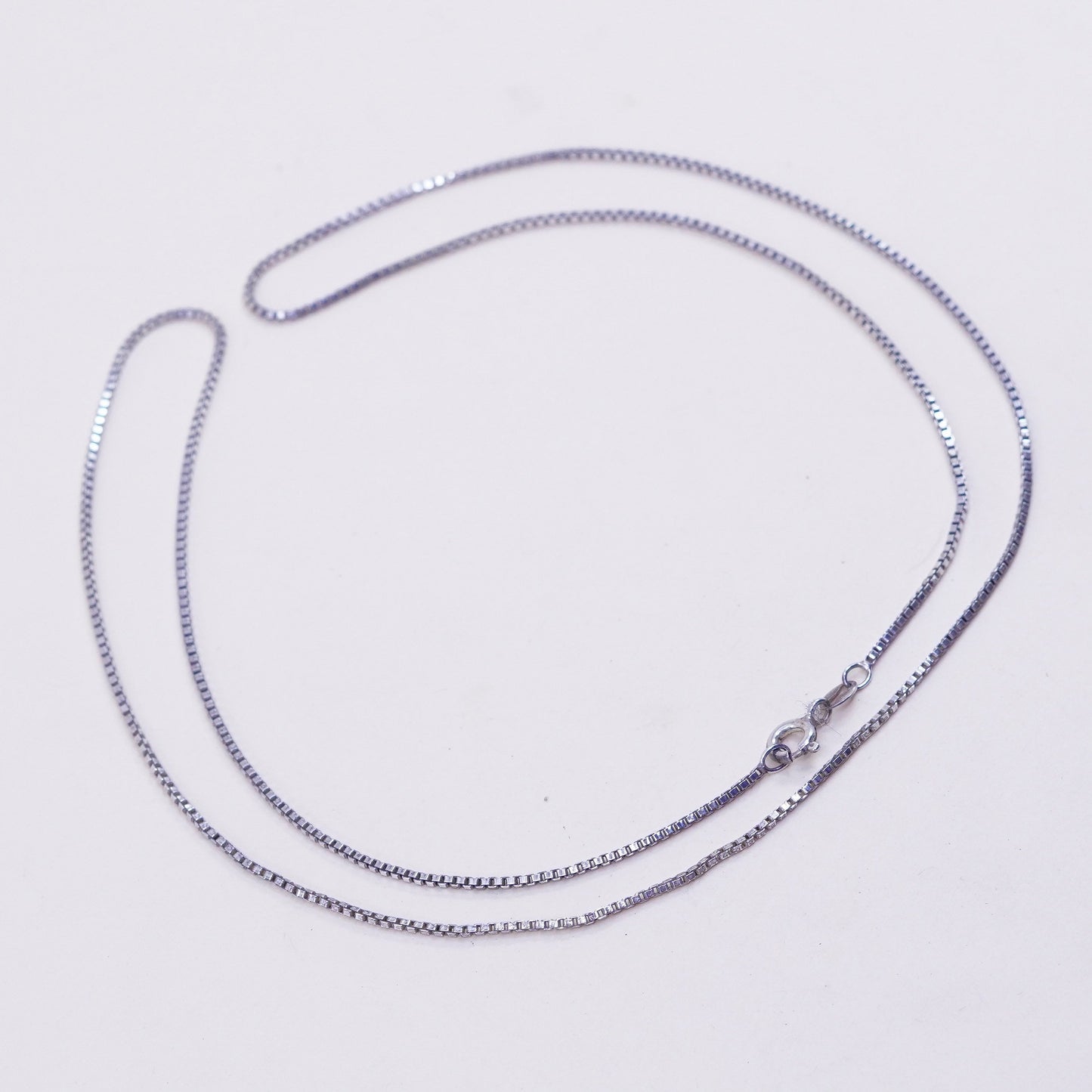 24”, 1mm, Vintage Italian sterling 925 silver box chain, necklace