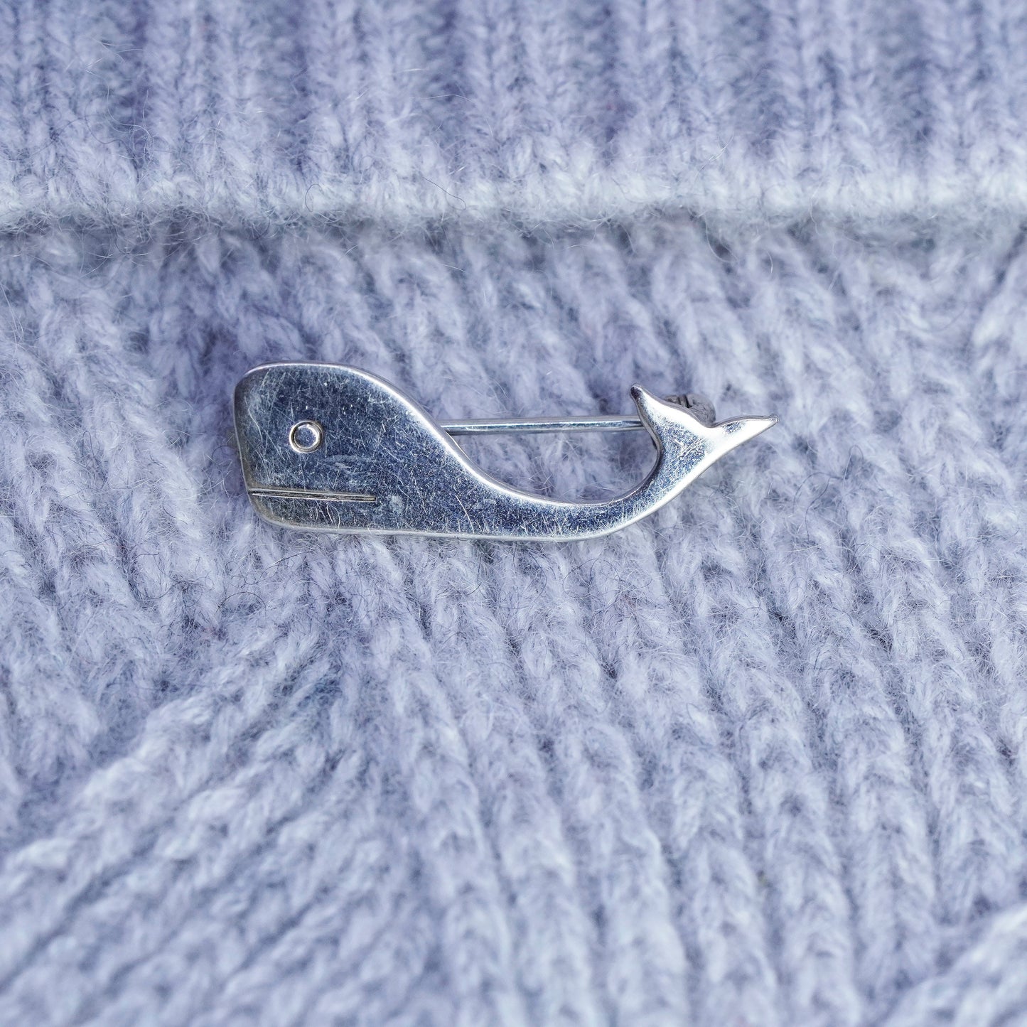 Vintage sterling silver handmade brooch, 925 whale pin