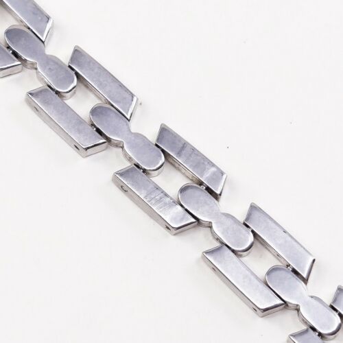 7”, Vtg Mexico Sterling 925 Silver Handmade Tennis Bracelet, Stamped Sterling