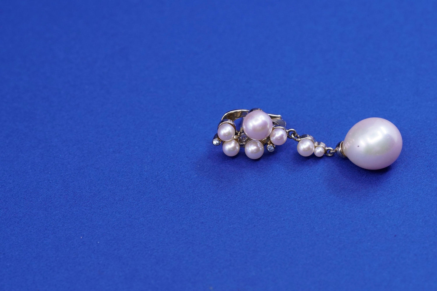 vtg antique vermeil gold over Sterling 925 silver handmade earrings with pearl