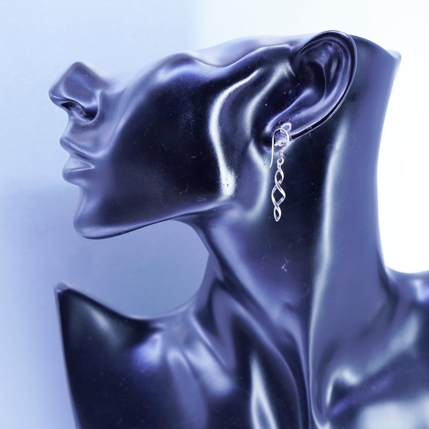 Vintage Sterling 925 silver handmade twisted earrings drops