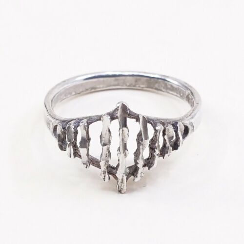 Size 8, Vtg Sterling Silver Handmade Ring, 925 Silver Band W/ Filigree Lines