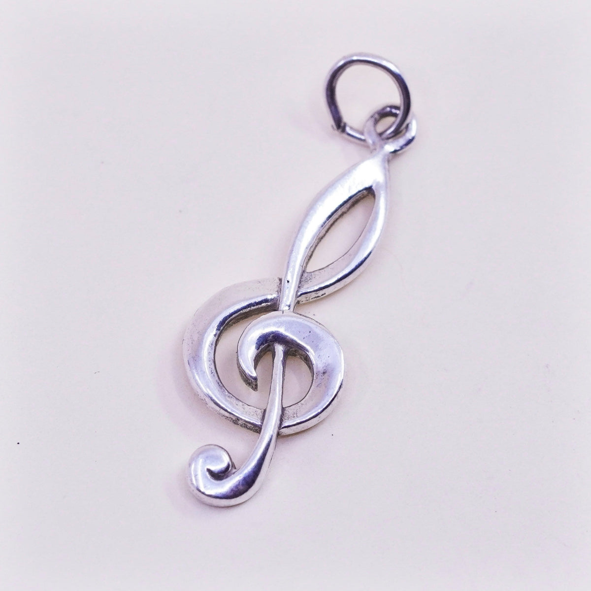 Vintage sterling silver handmade pendant, 925 music note, melody charm