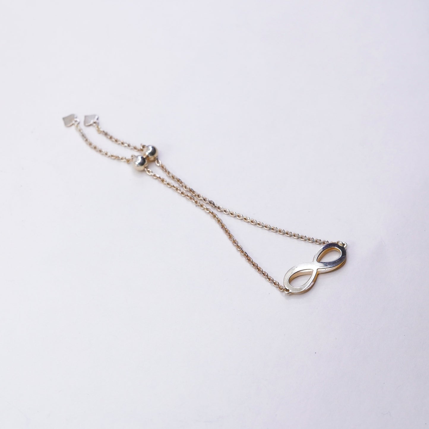 Adjustable”, vtg vermeil gold sterling 925 silver circle chain bracelet charm