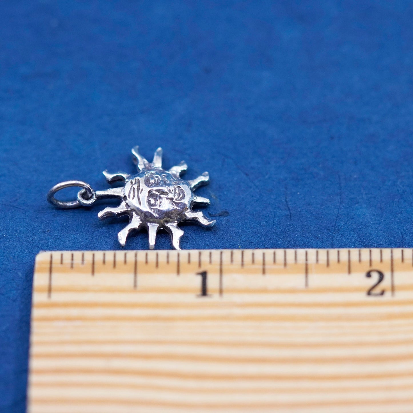 Vintage Mexico Sterling silver handmade pendant, 925 sun face