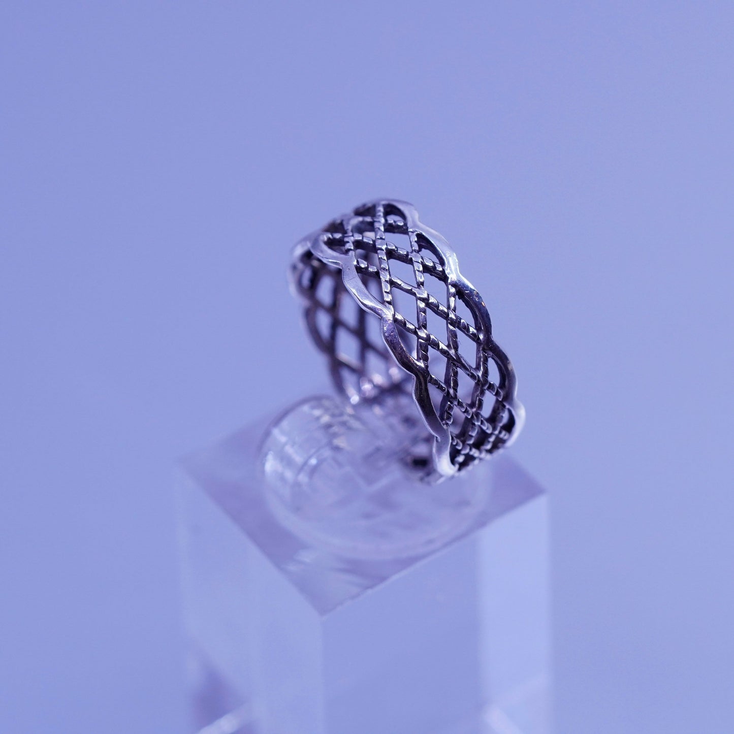 Size 7.5, vintage Sterling 925 silver handmade ring, filigree band