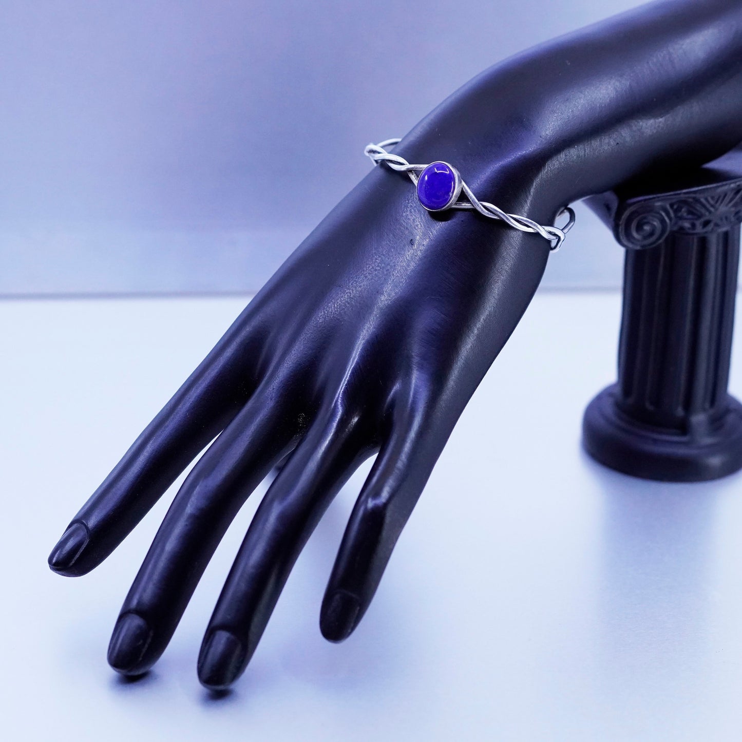 5.75”, Navajo Richard Begay Sterling 925 silver bracelet, cuff lapis lazuli