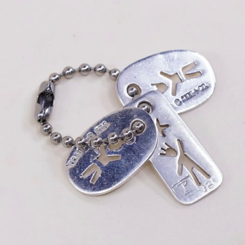 Vtg Anni+Co Sterling 925 Silver Pendant, Tags Charm Embossed Three Boys
