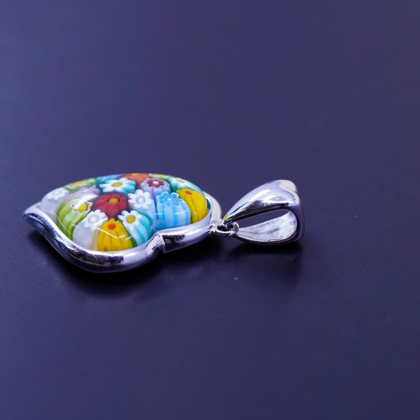 italy Alan K sterling 925 silver pendant multiciori heart pendant, murano glass