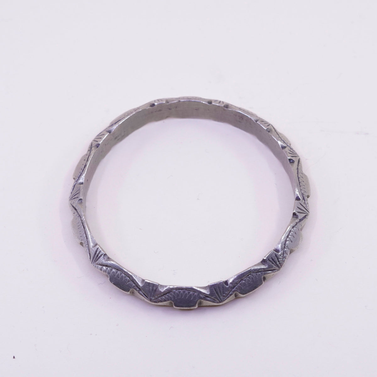 7.75”, Native American sterling 925 silver handmade textured bracelet, bangle