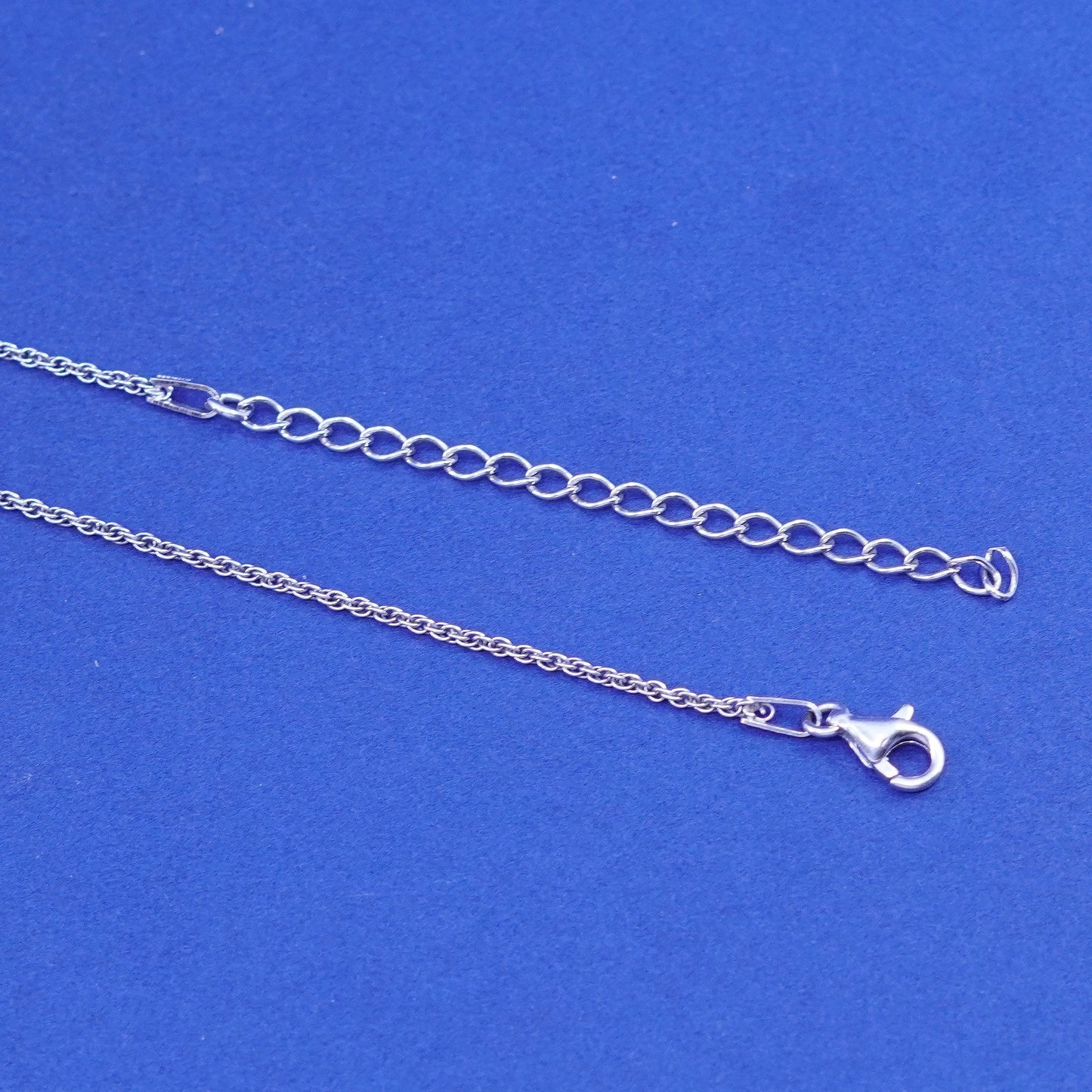16+2”, 1mm, vintage Sterling silver handmade necklace, 925 rope chain