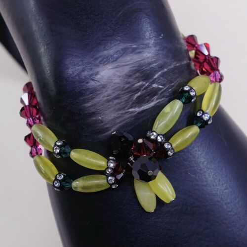 6.5”, Mexico Sterling 925 Silver Handmade Australia Crystal Beads Bracelet