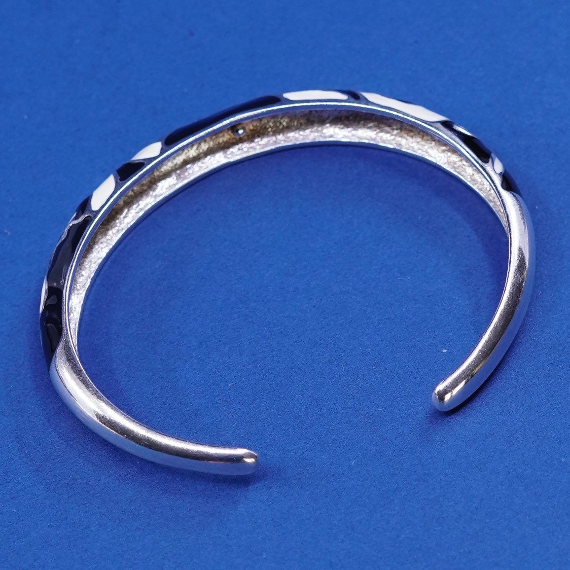 6.5", vtg David Sigal Ca Sterling silver handmade bracelet, 925 cuff w/ swirl