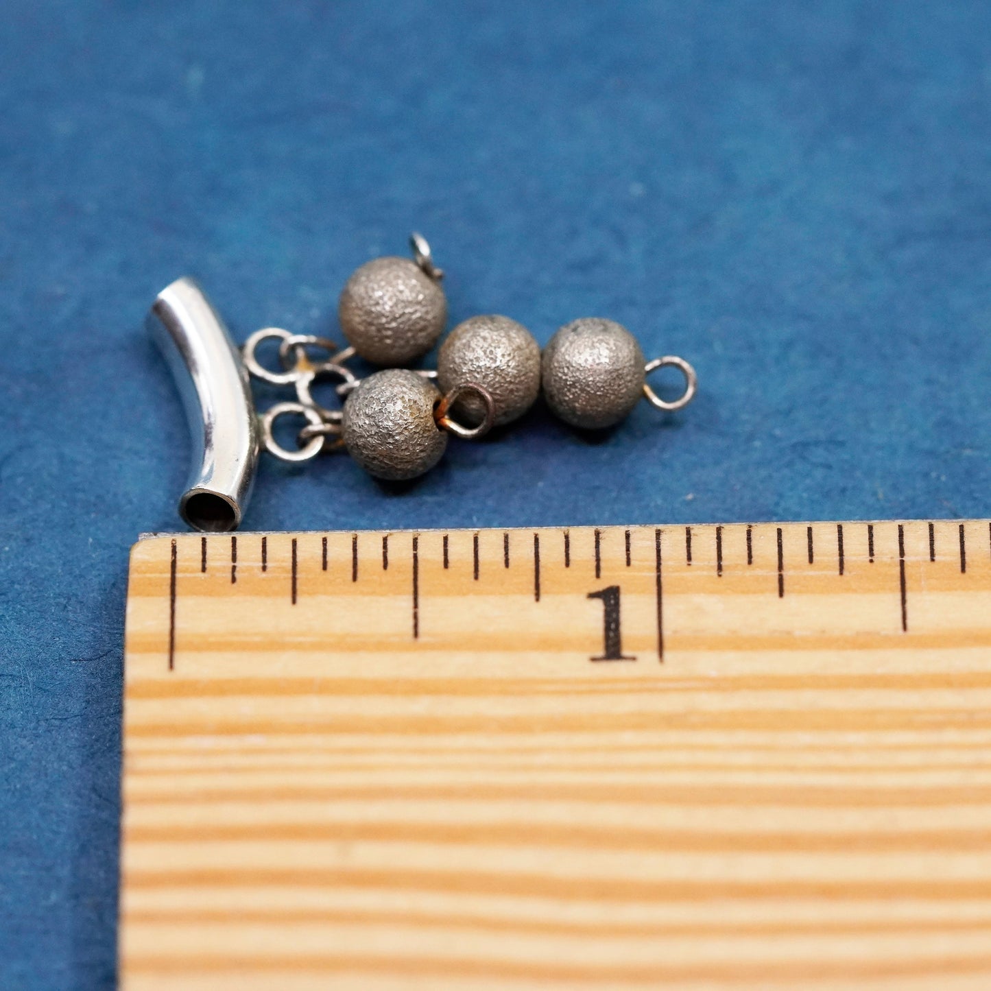 vintage Sterling silver handmade pendant, 925 slide charm with beads