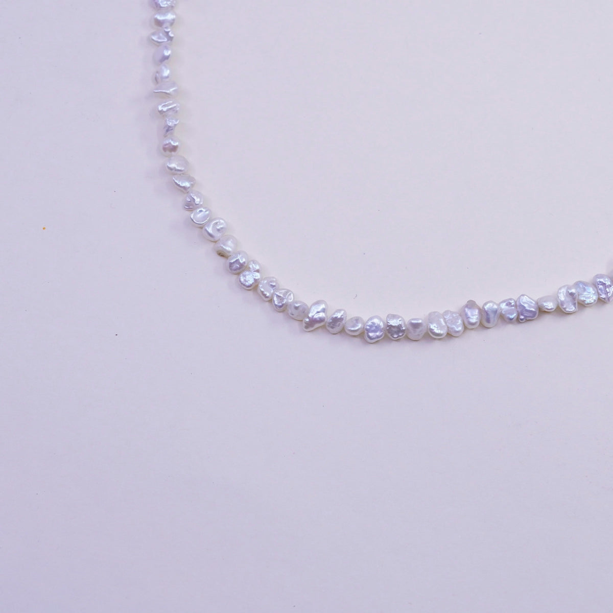 16”, Vintage pearl beads necklace chain with sterling 925 silver clasp