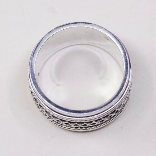 Sz 6.75, Vtg Sterling Silver Handmade Ring, 925 Silver Spinner Band