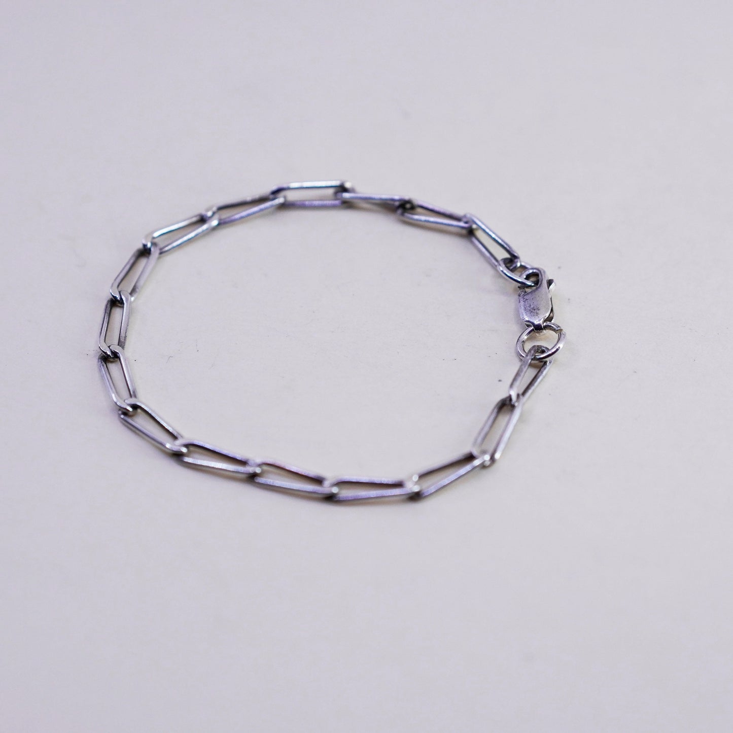 7”, sterling silver handmade bracelet, 925 oval elongated link chain anklet