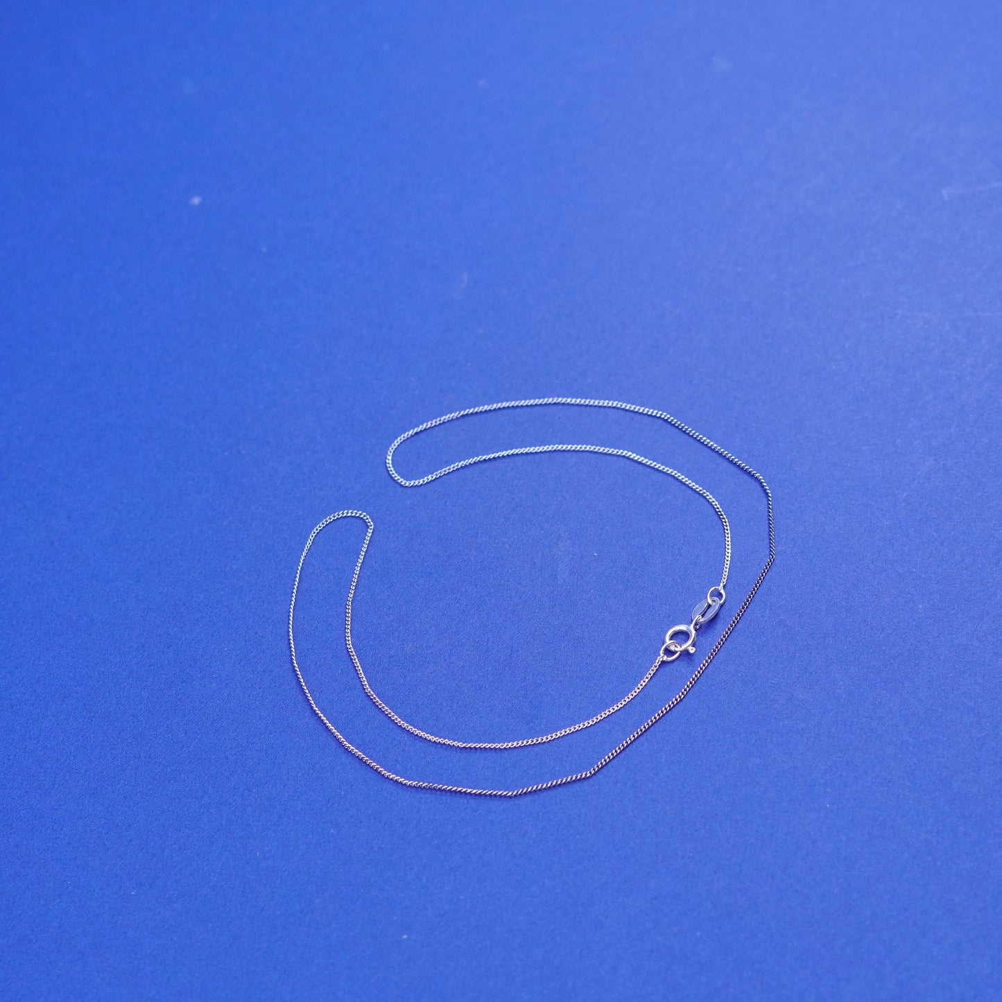 16”, 1mm, vintage Italy Sterling silver necklace, 925 curb chain