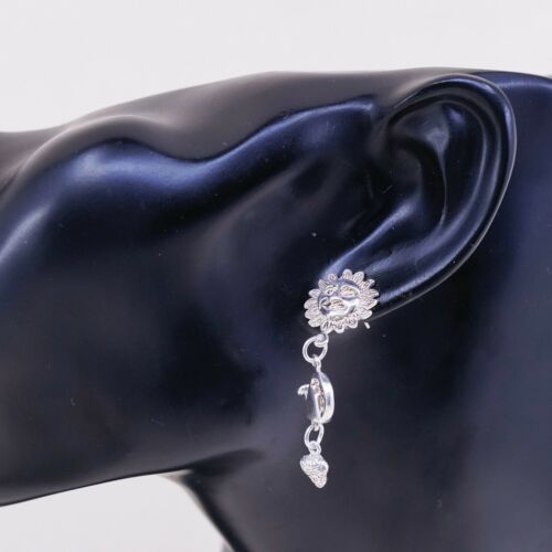 Shube Sterling 925 Silver Handmade Sun Face Earrings W/ Water Pot N Strewberry