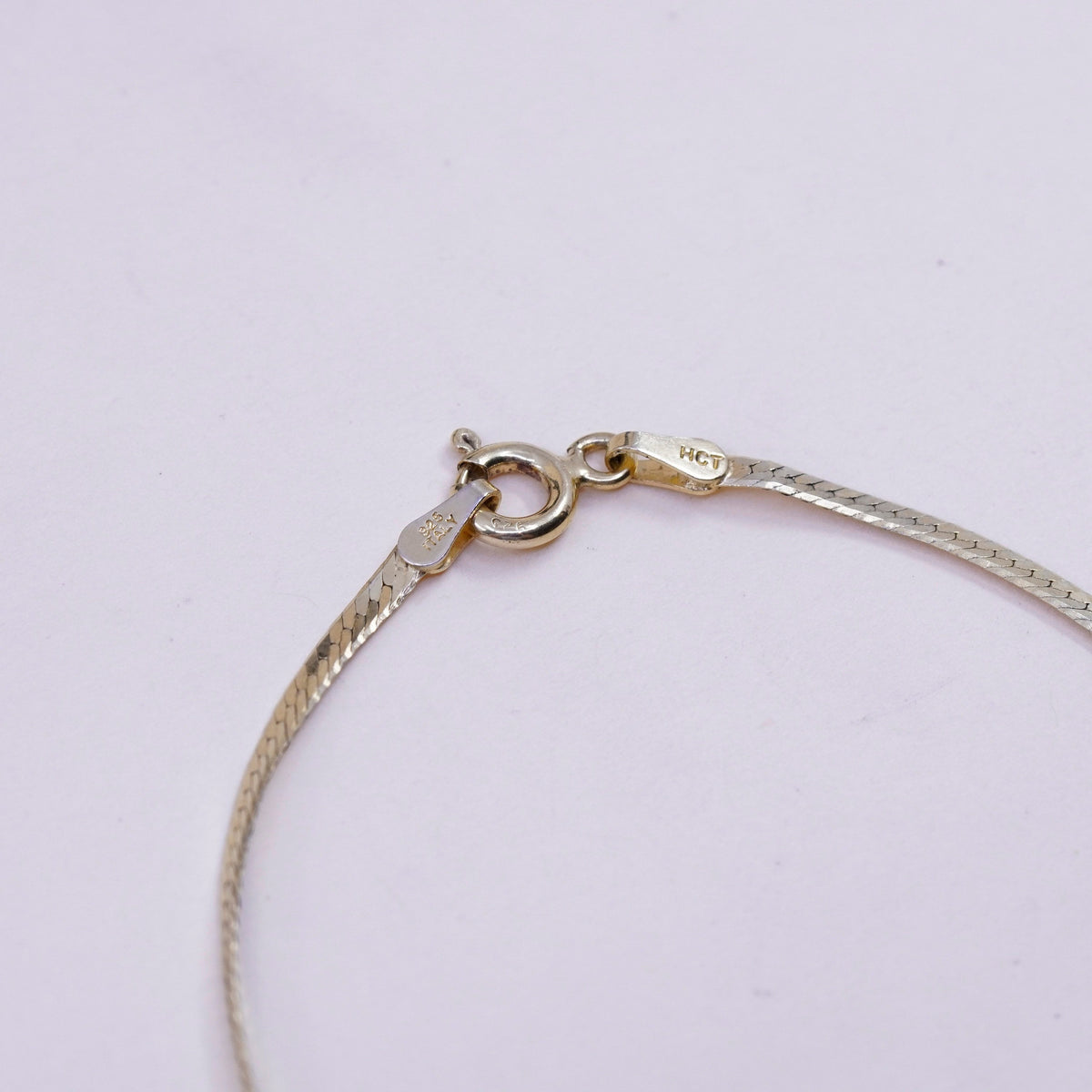 7”, vermeil gold over sterling silver bracelet, Italian 925 herringbone chain
