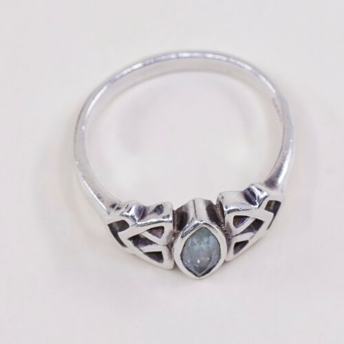 Sz 8.5, Sterling Silver Ring, 925 Silver Ring W/ blue Sapphire