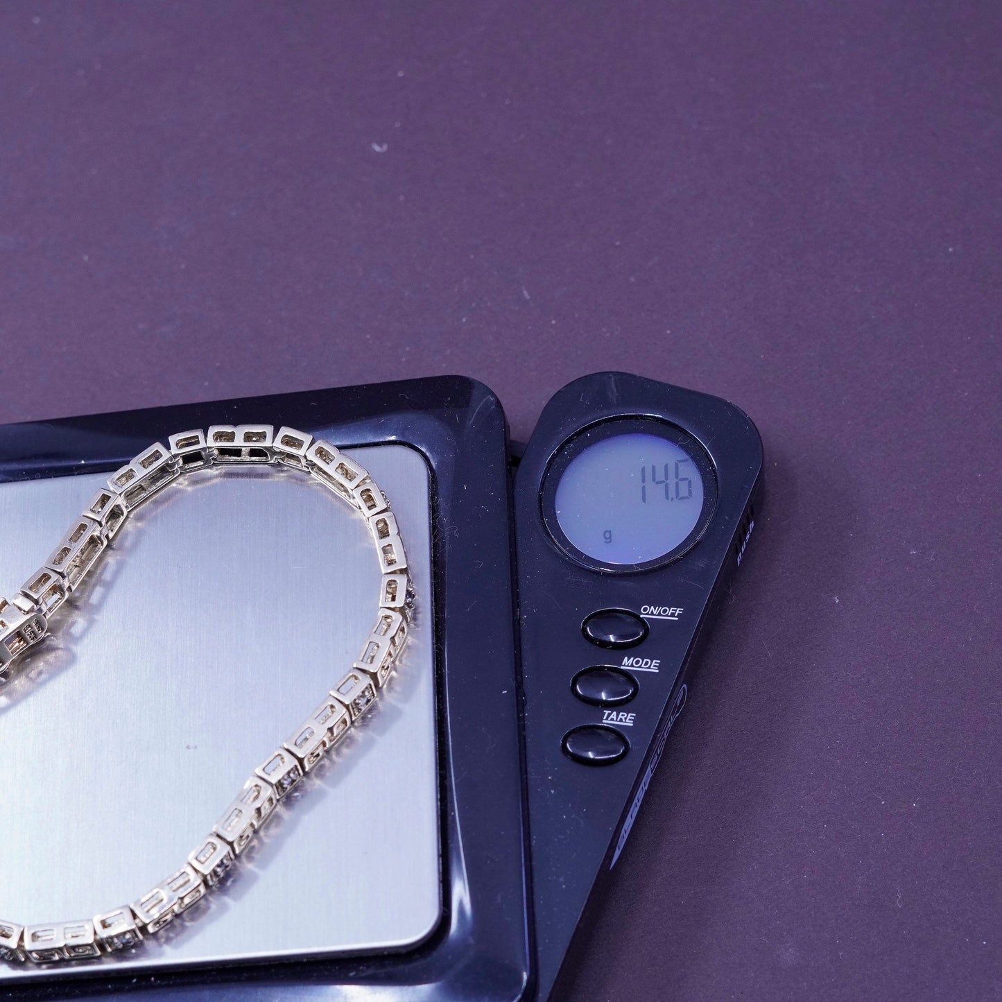 7.75”, vermeil gold over Sterling 925 silver tennis bracelet, greek key diamond