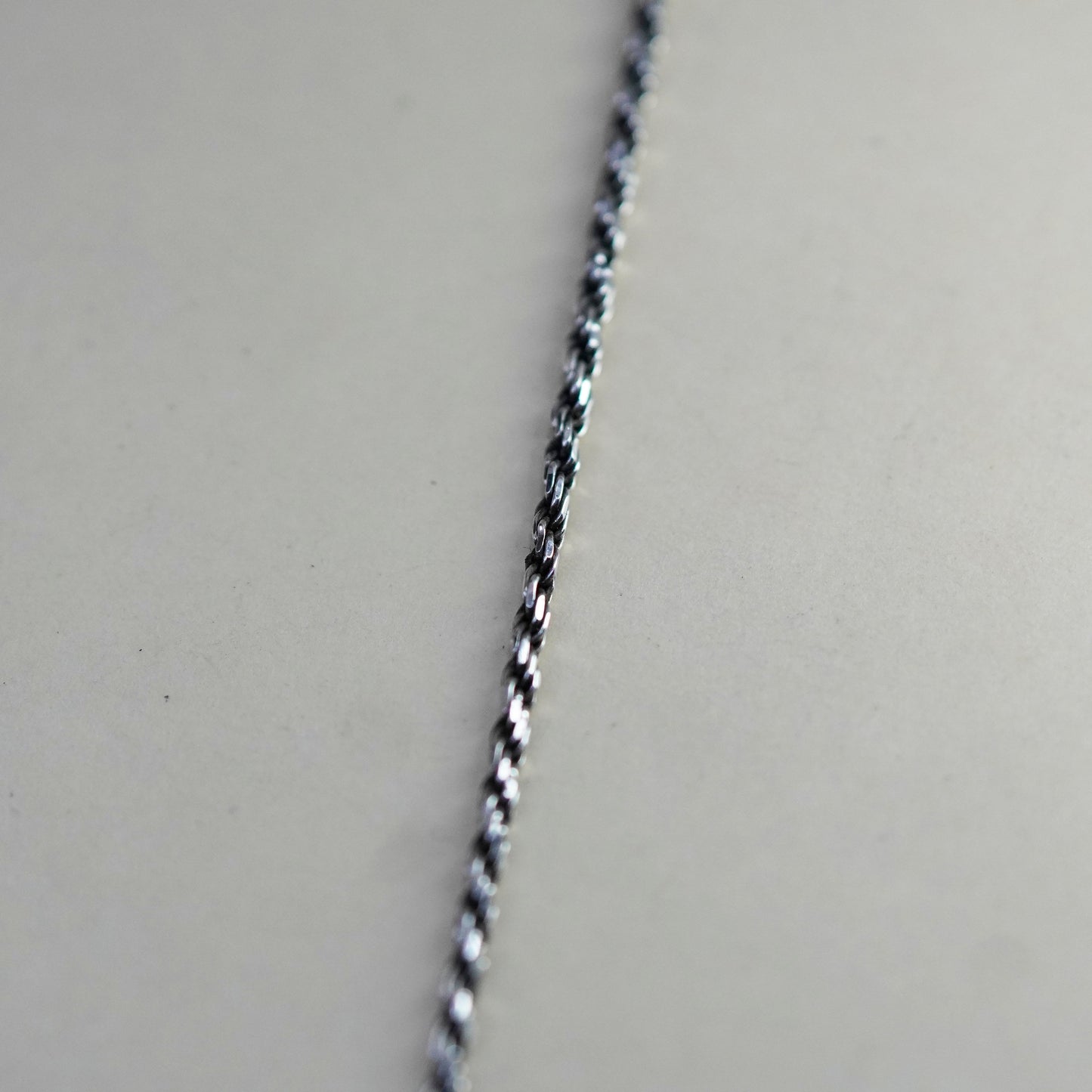 18”, 2mm, vintage Sterling silver necklace, 925 rope chain